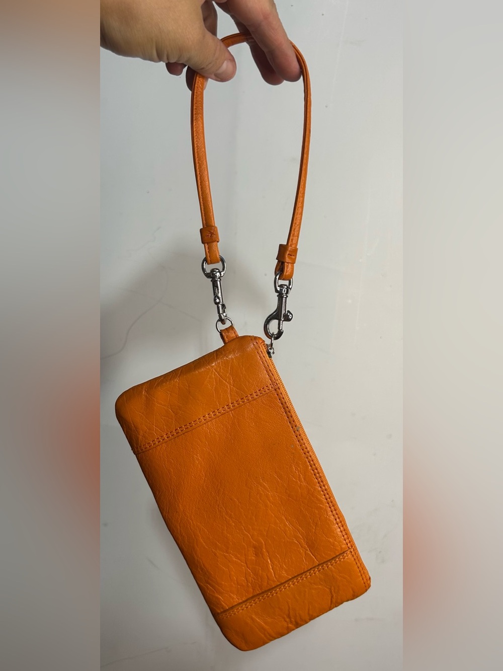 Orange Zip Up Wristlet